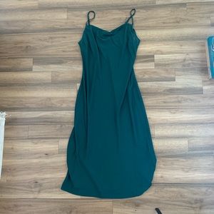 City Chic shimmer slip dress in green.